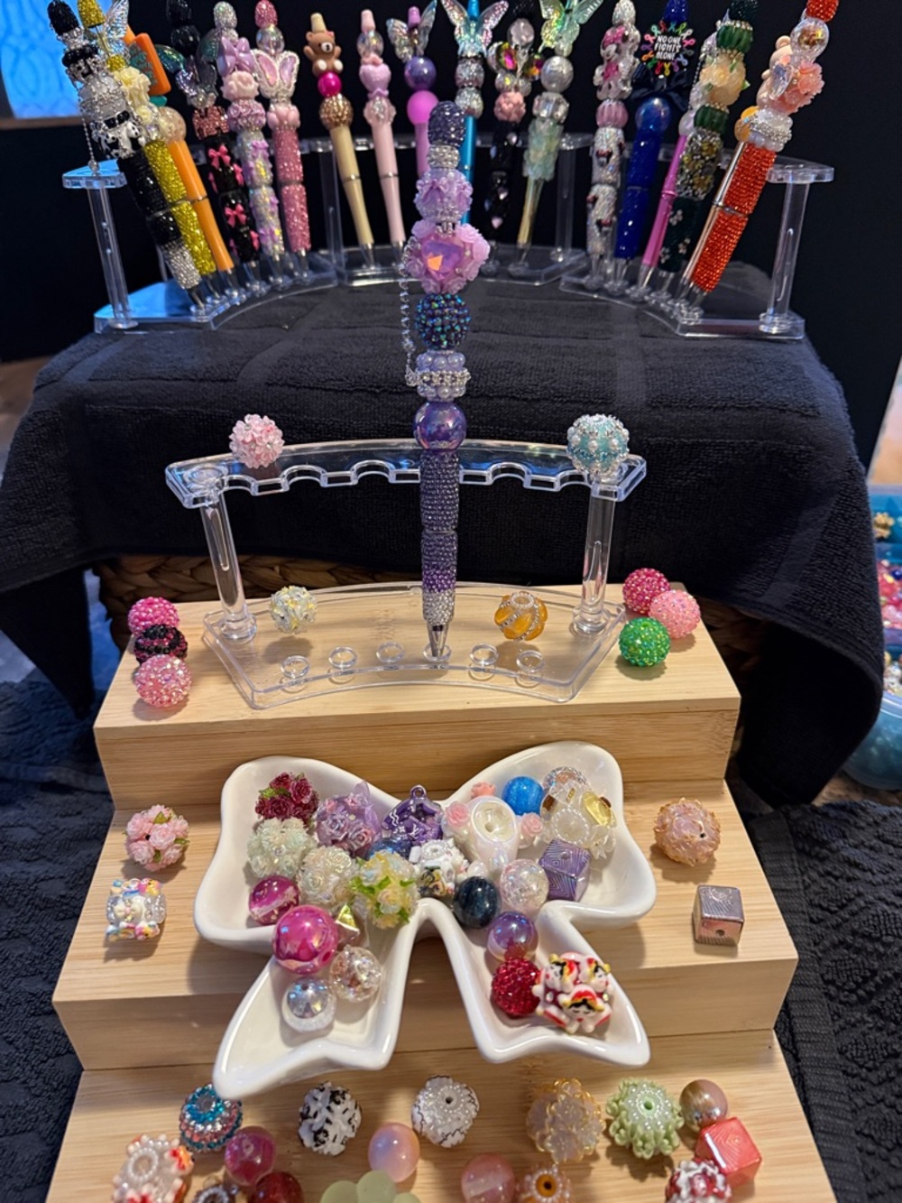 Handcrafted Sparkle Beaded Pen - Purple